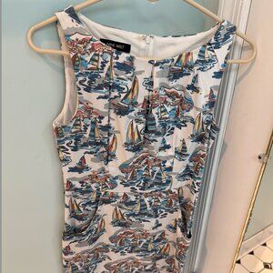 Nine West Vintage Sailboats Sheath Dress Size 4